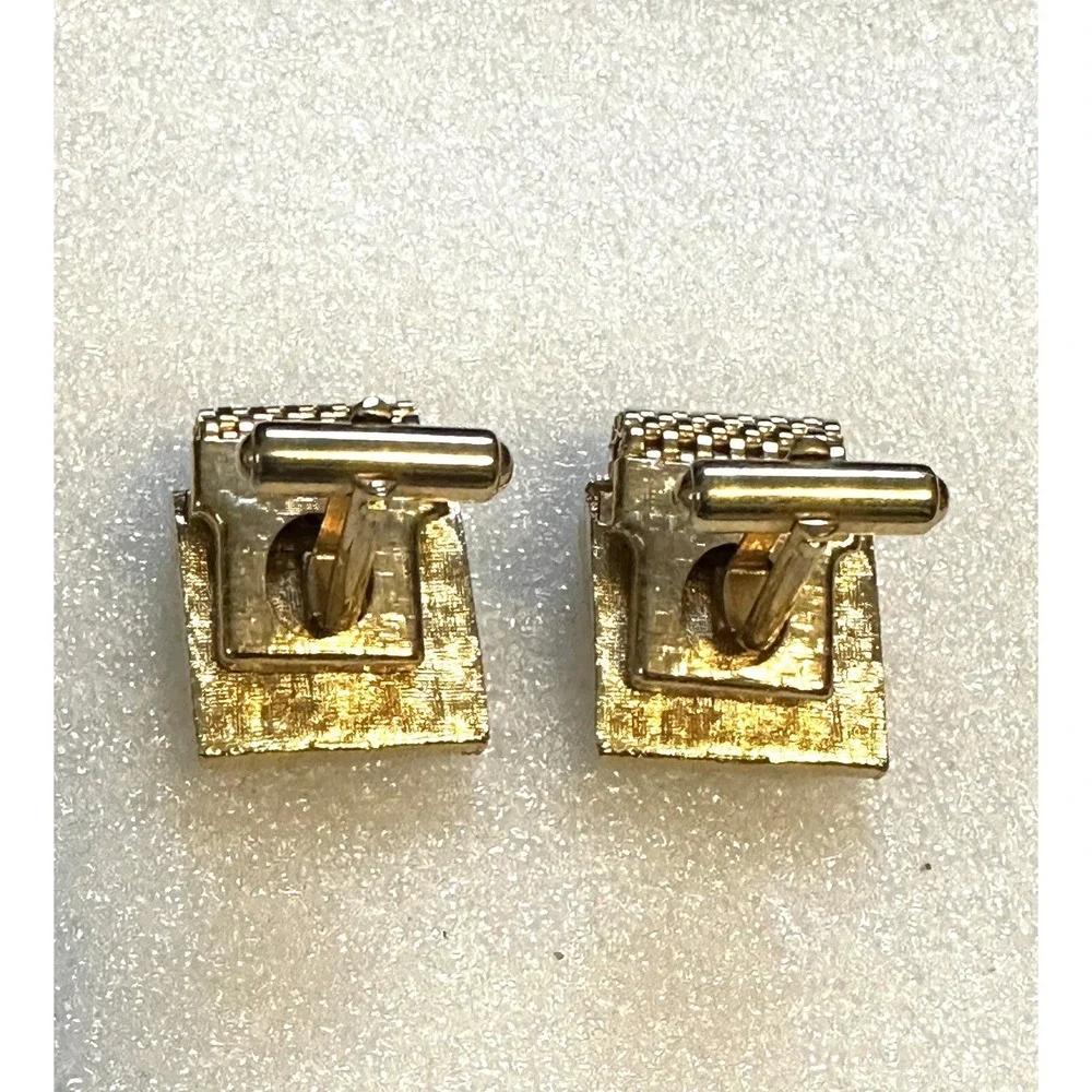 Vintage Watermelon Rivoli Glass Stone‎ Mesh Wrap Around Cuff Links